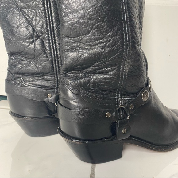 Vintage 80s 90s black leather western silver concho Moto cowboy boot Abilene 9 - Picture 8 of 8